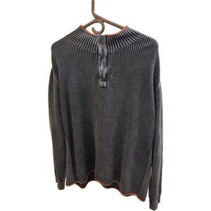 Carbon2Cobalt Sweater Mens Xl Gray Button Pullover Knit Casual Cotton Trim